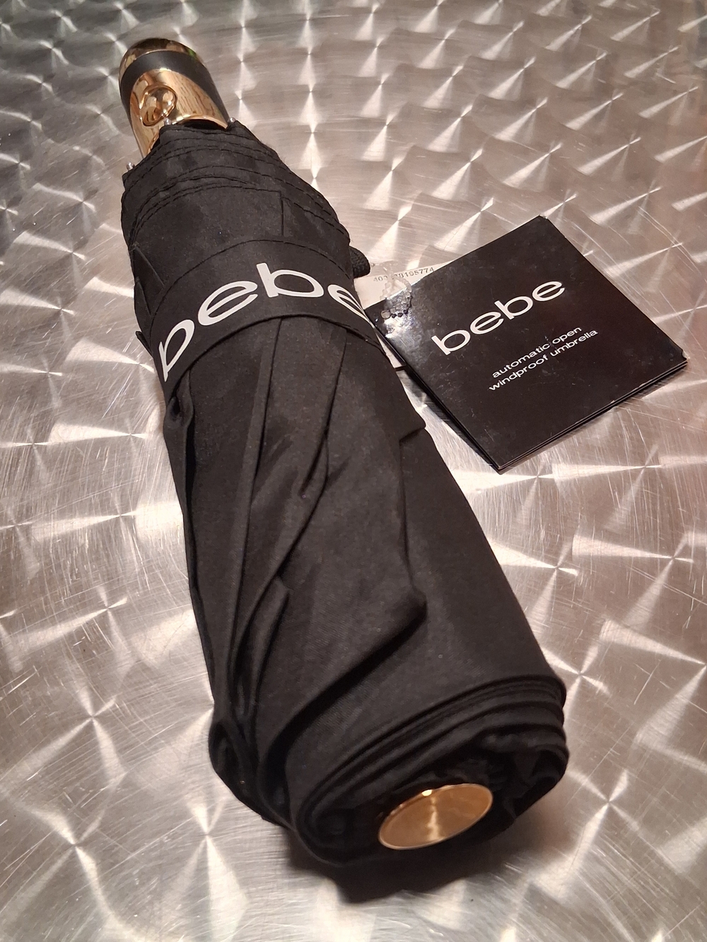 bebe Compact Black Travel Umbrella - Picture 3 of 3